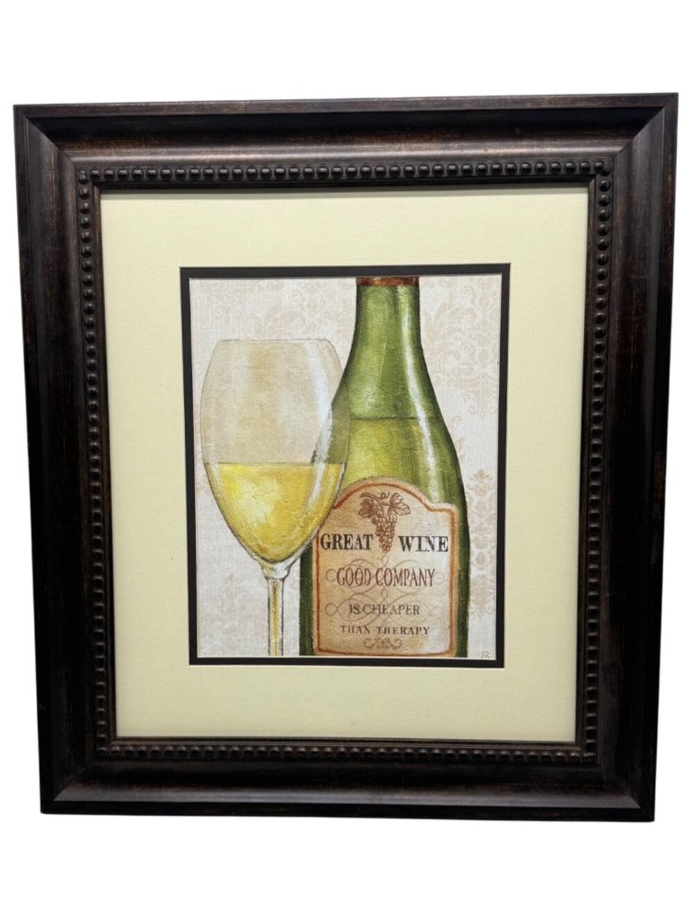 Framed Wine Glass Art Print great wine good company is cheaper than therapy READ